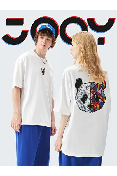 Jooy Company Unisex Lover Combination Tokyo Panda Oversize Λευκό Tshirt Σετ 2 τεμαχίων