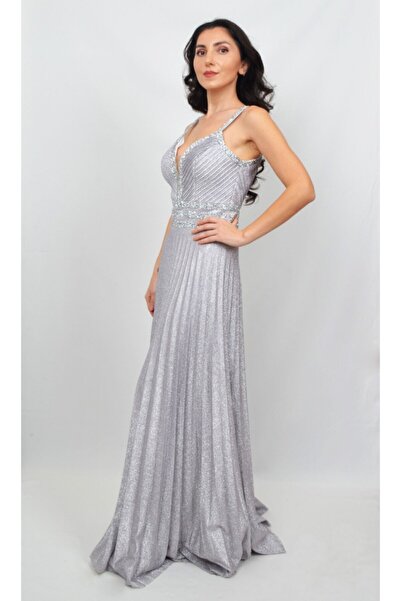 ALİS DRESS Beli Ve Omuzu Taş İşlemeli Pilise Etekli Abiye