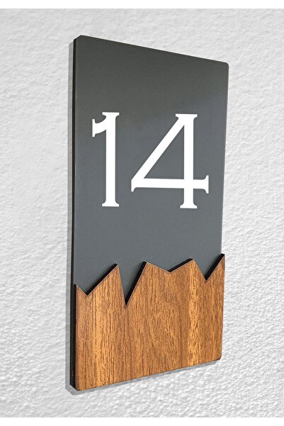 Dekokonsept Dikey Pleksi Ahşap Detaylı Uv Baskılı Apartman Daire Otel Ofis Ka...