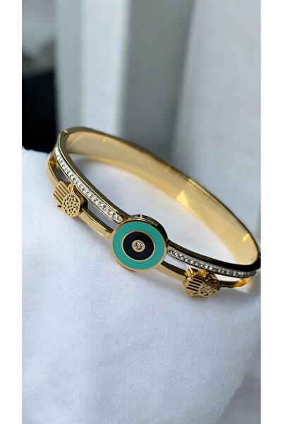 İNN JEWELLERY Çelik Kelepçe Bileklik Kararmaz Antialerjik Fatıma Eli Figürlü (2 Yıl İthalatçı Garantili)
