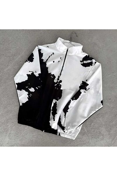 MSRT Unisex White Printed Zippered Raincoat & Windbreaker