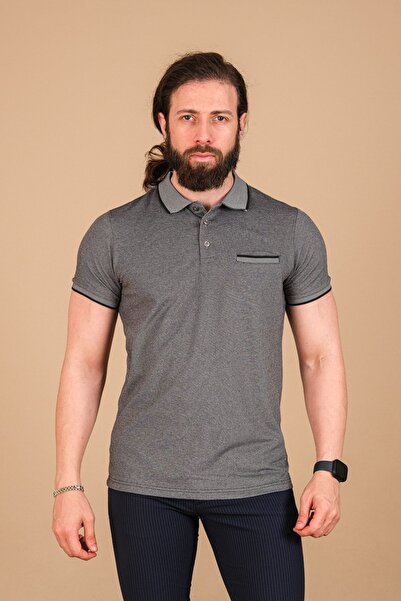 Çukurova تي شيرت رجالي من أكسفورد بيكيه فلاتو بجيب وياقة مفصلة