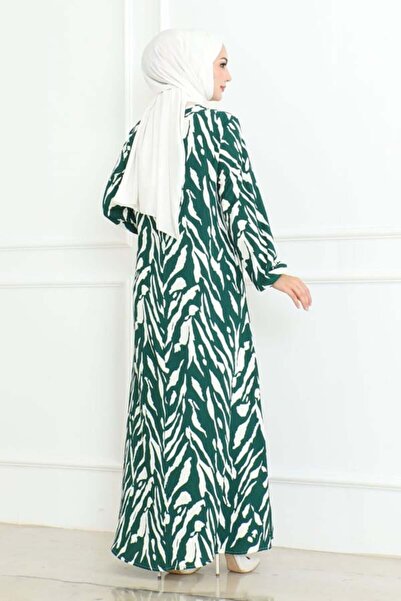 MA GİYİM Φόρεμα χιτζάμπ με πράσινο σχέδιο ζέβρας