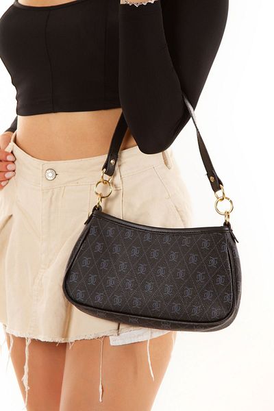 Adelina Bags Geantă de mână și de umăr cu model pentru femei Geantă baghetă neagră (CUREA LUNGA)