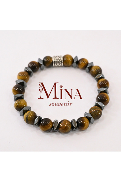 Mina Souvenir KAPLAN GÖZÜ VE HEMATİT TAŞI BİLEKLİK