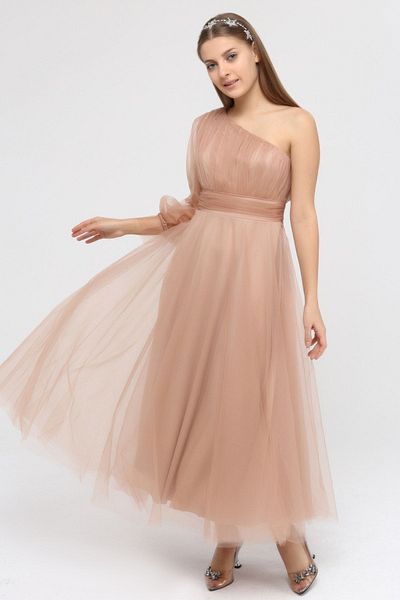 Asees Βραδινό φόρεμα Imagine Tulle One Shoulder Balloon Sleeve Mesh Λεπτομερές βραδινό φόρεμα