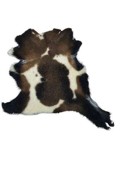 Ottoman Pouffe Art Deco '' Hakiki Gerçek Deri Koyun Postu 67x58cm (026) '' Da...