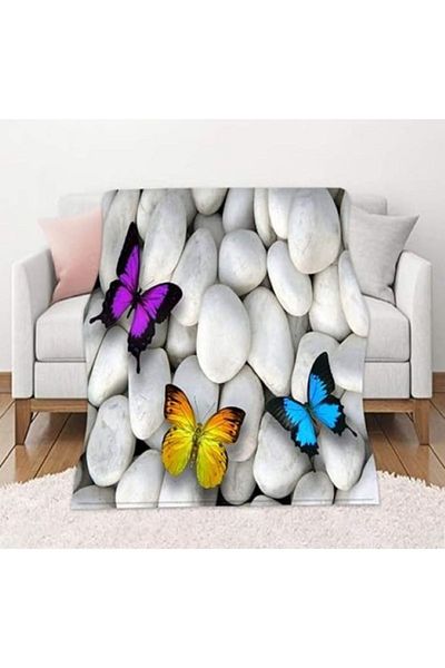 Elmas Dizayn 1. Quality Single Fleece - 150 Cm * 220 Cm TV Blanket Butterfly