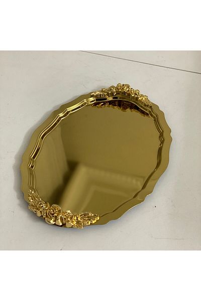 Elzemm store 20*25 cm Gold Oval Model 1 Pcs Presentation Table with Handle