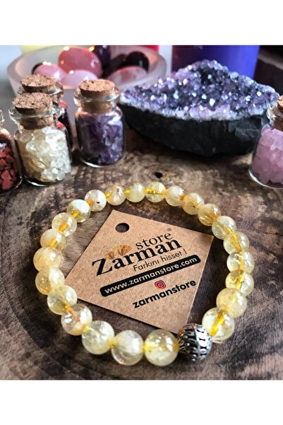 ZARMANSTORE DOĞAL TAŞ Natural Stone Bracelet with Citrine Silver Apparatus