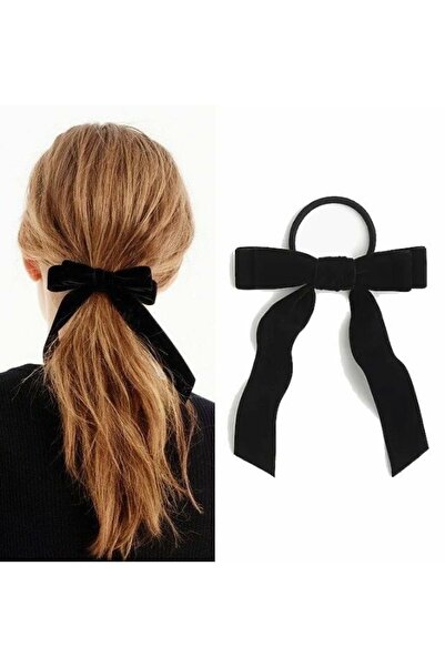 alhifa Cataramă de damă cu fundă din catifea neagră