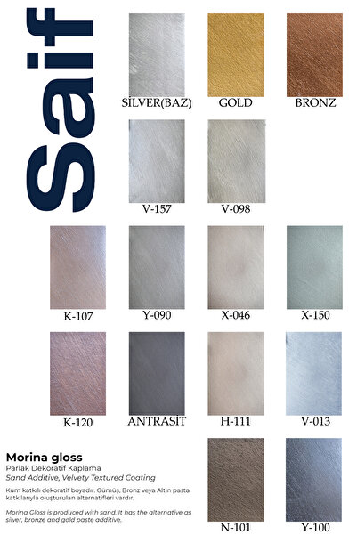 saif boya SAİF MORİNA GLOSS SEDEFLİ,KUMLU DEKORATİF DUVAR BOYASI