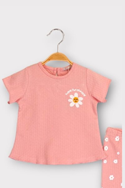 Cassiope Girl's Set with Ribbed Waist and Daisy Pattern - Set of 2