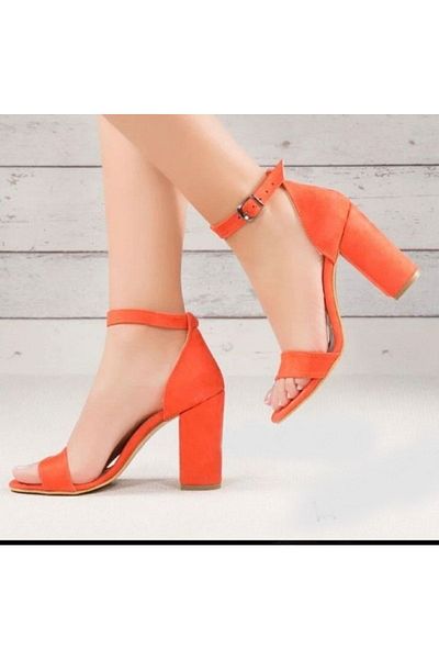 Demashoes Tocuri clasice de damă cu toc înalt portocaliu cu o singură curea