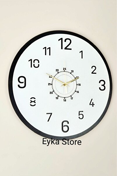 EYKA STORE Beyaz Rakam Detaylı Şık Görünüm Sessiz Duvar Saati