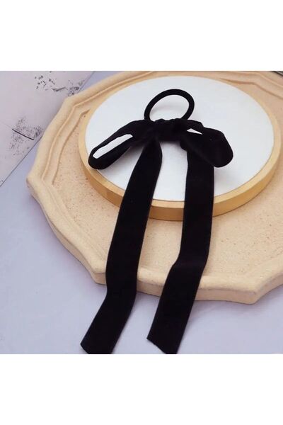 alhifa Agrafă de păr elastică din catifea neagră de epocă pentru femei