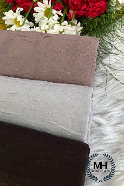 mhseydascarfs Bambu Kraş 3'lü Şal Seti (Siyah - Gri- Pudra)