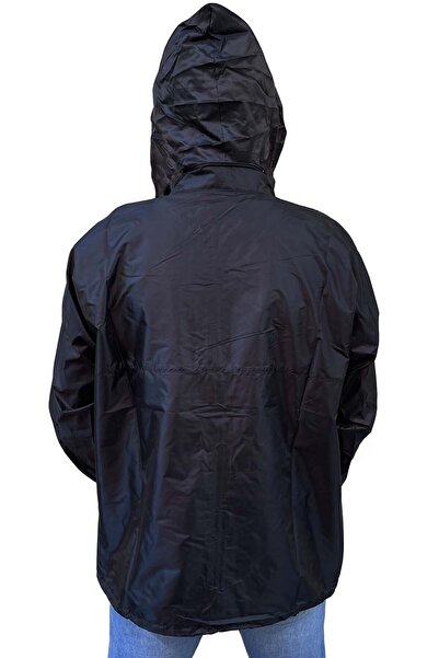 Liggo Men's Black Training Raincoat Football Raincoat Hidden Hooded Windbreaker