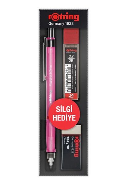 Rotring Visuclick Versatil + Min Eraser 0.7 Mm - Pink School Set