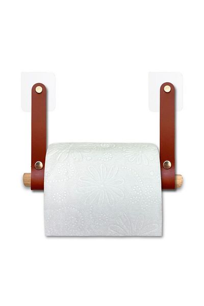 ipekbazaar Adhesive Wooden&Leather Bathroom Paper Towel Holder |   Toilet Roll Holder, Towel Napkin Holder |   Toilet Roll Holder