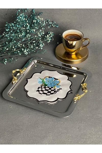 EVSTYLE Silver Colored Square Presentation Tray