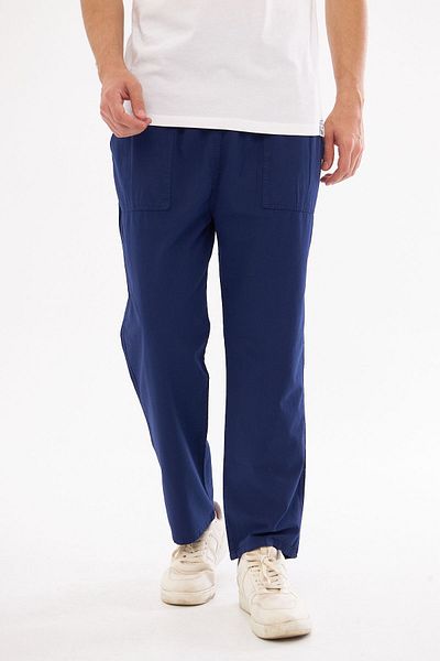 NASIFOĞLU GİYİM Navy Blue Men's Linen Trousers - 100% Cotton, Comfortable Fit, Cool-Keeping, Loose-Fitting