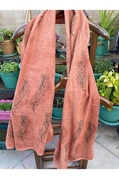 leillART شال منقوش بلون القرفة القطنية، طباعة اللوحة التقليدية