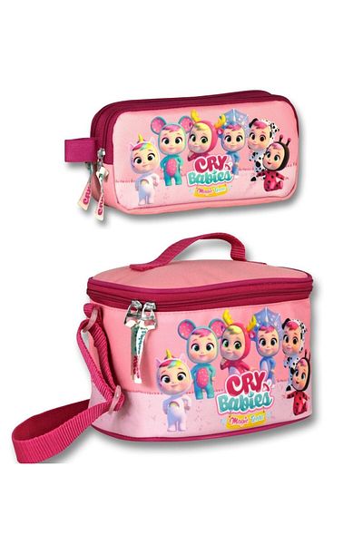 ÜMİT ÇANTA Fantasy Cry Babies - Thermal Insulated Lunch Box and Pen Holder Set - Claret Red - Girl