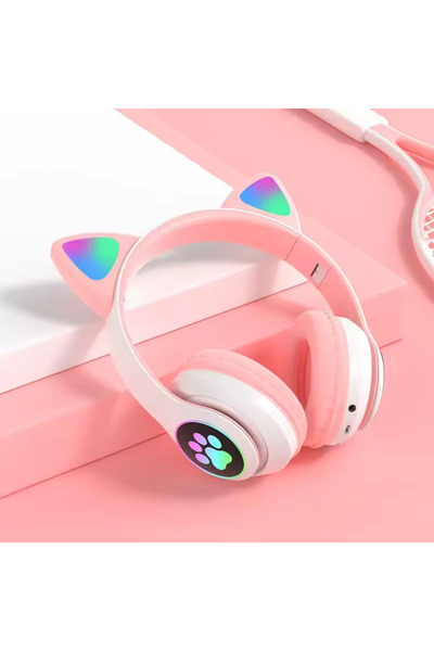 XİRA Kedi Kulağı Detaylı Kablosuz Rengarenk Işıklı Bluetooth RGB Çocuk Oyuncu...