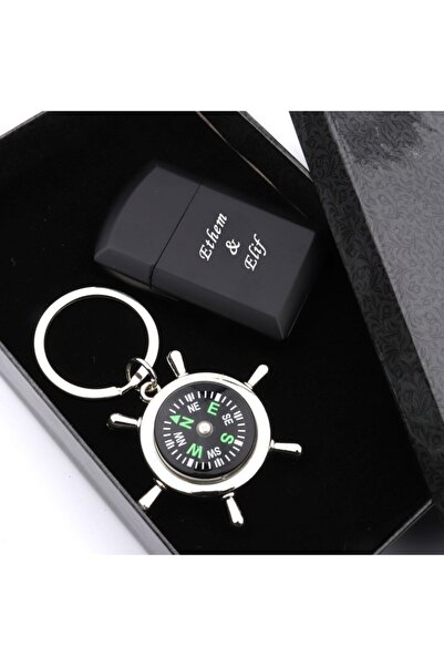 PİGADO Kişiye Özel Çakmak Pusula Anahtarlık Seti