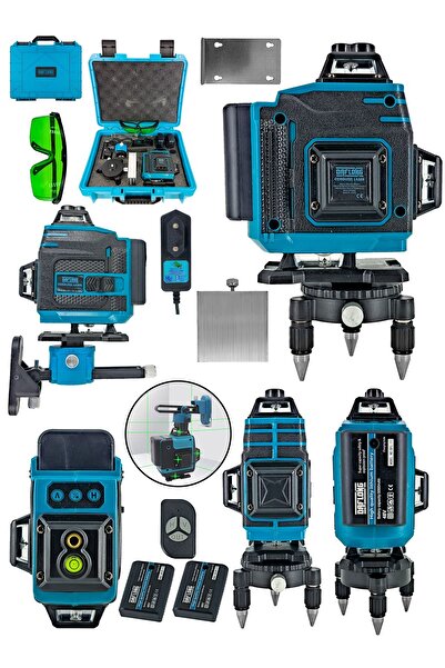 DAFLONG Şarjlı Çift Akülü Profesyonel 4 Köşe 4×360 16 Satır Yeşil Çizgi Lazer...