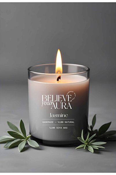 Believe Your Aura Yasemin Kokulu Mum - %100 Doğal Soya Mumu Aromaterapi ve De...