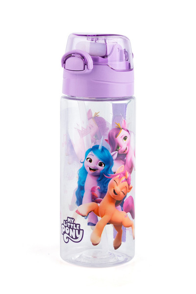 MY LITTLE PONY Licensed Certified School Water Bottle with Straw and Button Protective Cover Student Water Bottle