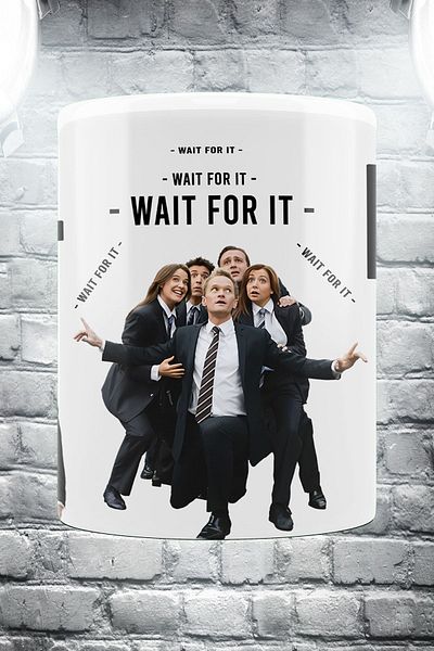 remonz كوب من البورسلين الأبيض المطبوع من Hımym How I Met Your Mother وقاعدة MDF