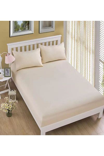 LilaMOON Light Cream Colored - Single/Double Fitted Sheet Set Made of Cotton Ranforce Fabric