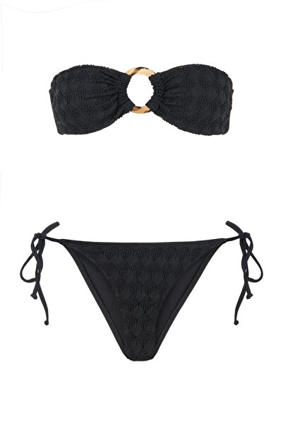 AQUELLA Чорний в'язаний комплект бікіні без бретелей