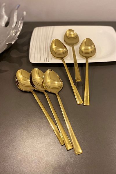 Bremen Home Gold Plated Dessert Spoon 6 Pieces