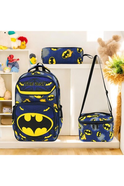 Shopiolog Erkek İlkokul Ortopedik 3'Lü Set Kalemlik Beslenme Çanta 3 Bölmeli ...