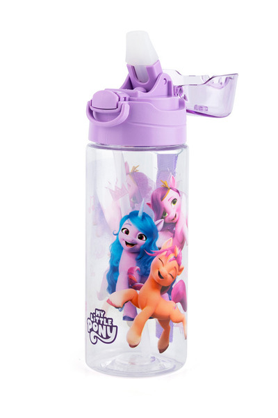 MY LITTLE PONY Licensed Certified School Water Bottle with Straw and Button Protective Cover Student Water Bottle