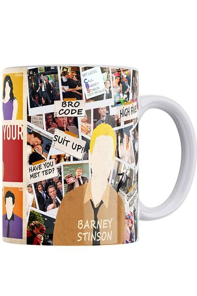 remonz How I Met Your Mother Barney Photo Album Printed Porcelain Mug with Wooden Coaster Gift