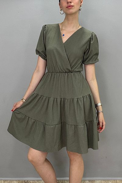 Tam Moda Χακί Γυναικείο Φόρεμα με διπλό στήθος