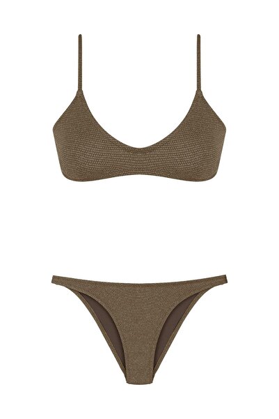 AQUELLA U-подібний виріз, трикутний, золотистий, кавовий, бікіні-комплект