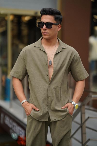 ASWEL 2024 NEW SEASON 100% ORIGINAL LINEN SHIRT SHORTS SET ASWKTM101