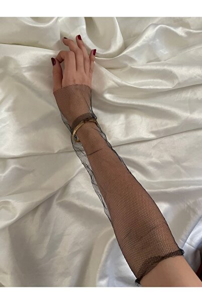 Butik Siyah File Tül Kolluk eldiven