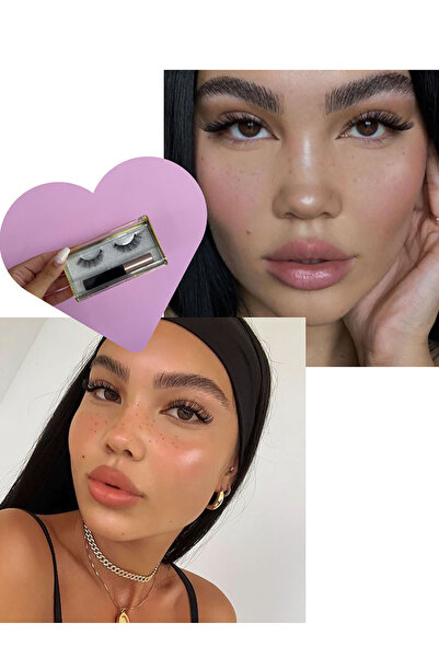 TAKIŞTIR Manyetik Eyeliner'lı Mıknatıslı Doğal Ipek Takma Kirpik #002 Yoğun