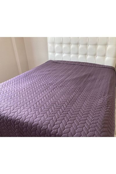 GENÇEV HOME COLLECTİONS 230x250 Plum Pique Oversize Bedspread - Plain Quilted and Multi-Purpose