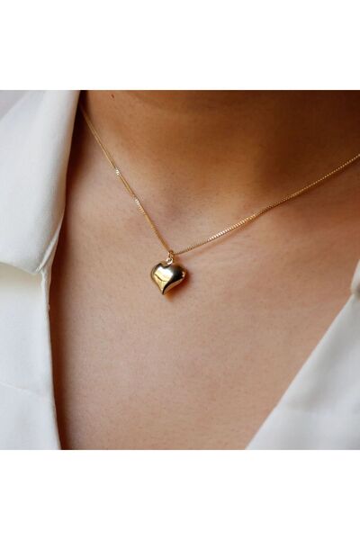 DİAMİNE PIRLANTA 14 Ayar Altın Küp Zincir Kalp Kolye