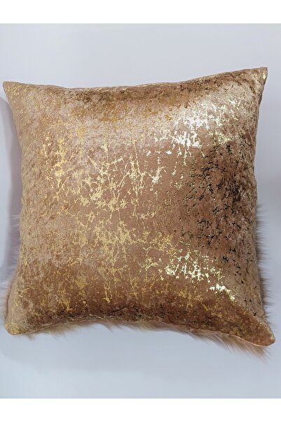 baladı home ev tekstil home collection pillowcase plush and velvet fabric Velvet Look square Throw Pillow Case with Gold Leather Accessories