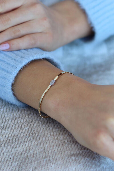 Değerli Kuyumculuk Baget Taşlı Pul Bileklik