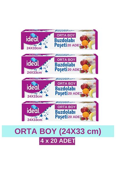 İdeal 4 x 20 Medium Size Refrigerator Bags - 24x33 cm